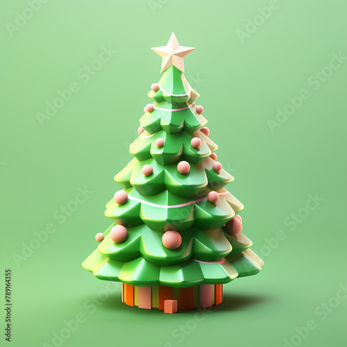 Christmas tree  Christmas 3D icon design  cute christmas tree 3D rendering   reated with Generative Ai