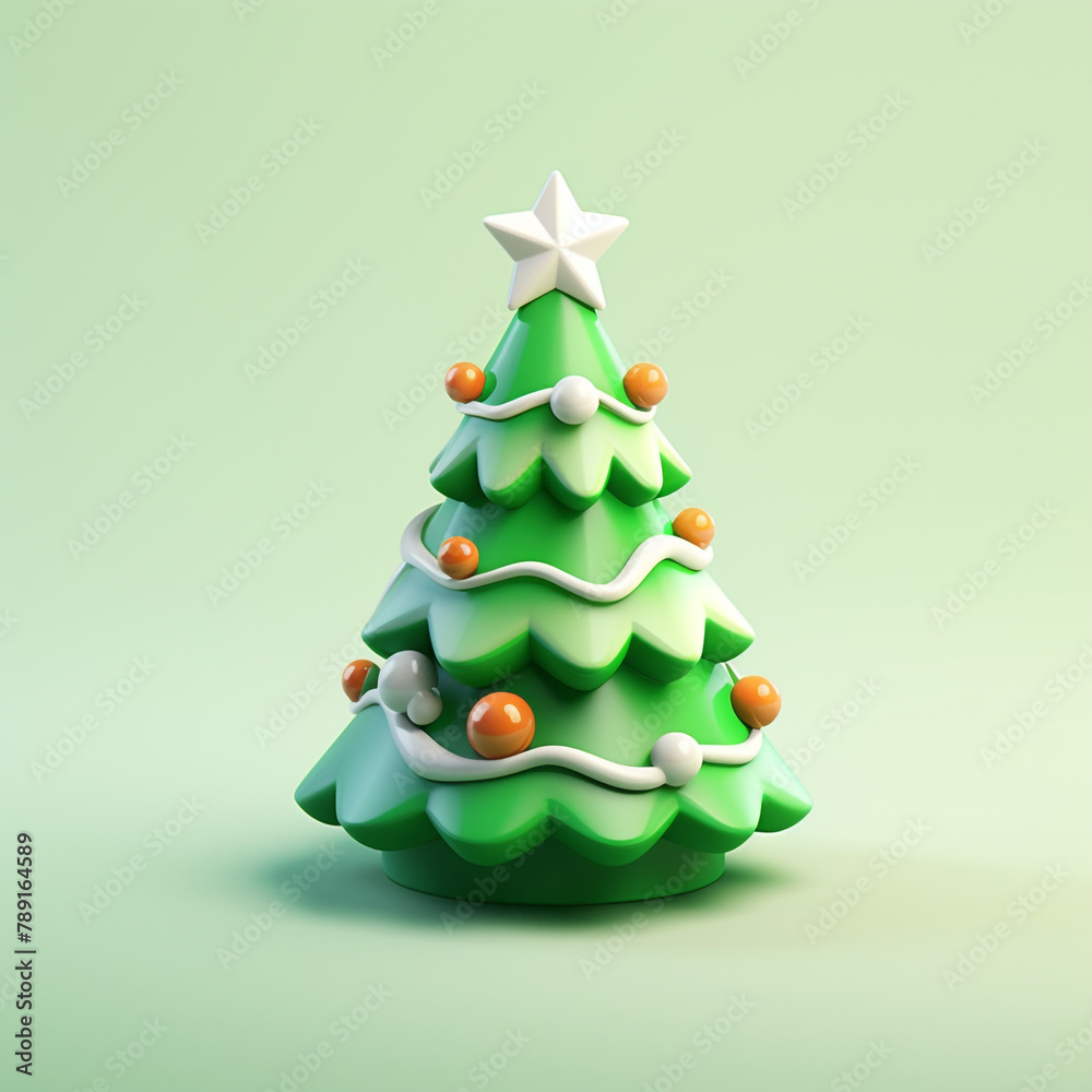 Christmas tree, Christmas 3D icon design, cute christmas tree 3D rendering сreated with Generative Ai Christmas tree, Christmas 3D icon design, cute christmas tree 3D rendering сreated with Generative Ai