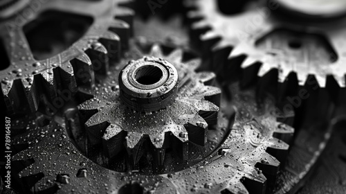 Grunge Gear Cog Wheels on Black and White Background