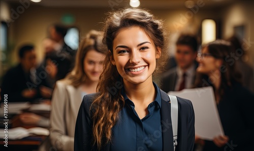 Woman Leading Group of People