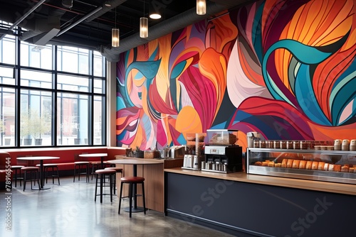 Vibrant Color Flow Graphics Elevating the Modern Coffee Shop Aesthetic