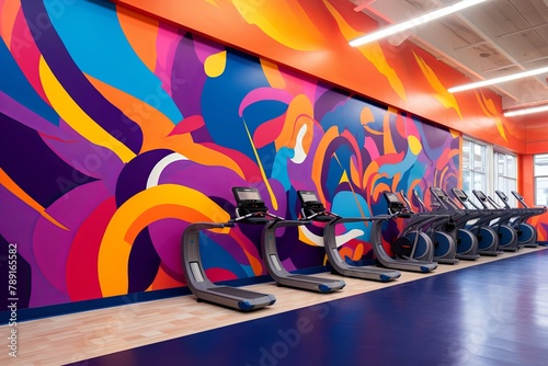 Vibrant Color Flow Graphics: High-Energy Gym Mural Masterpieces
