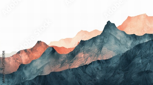 Minimalist illustration of a steep mountain face on white background, ideal for desktop wallpaper photo