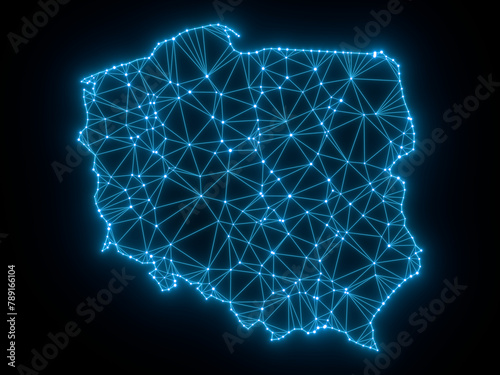 A sketching style of the map Poland. An abstract image for a geographical design template. Image isolated on black background.