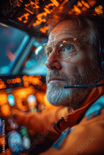 Pilot im Cockpit photo
