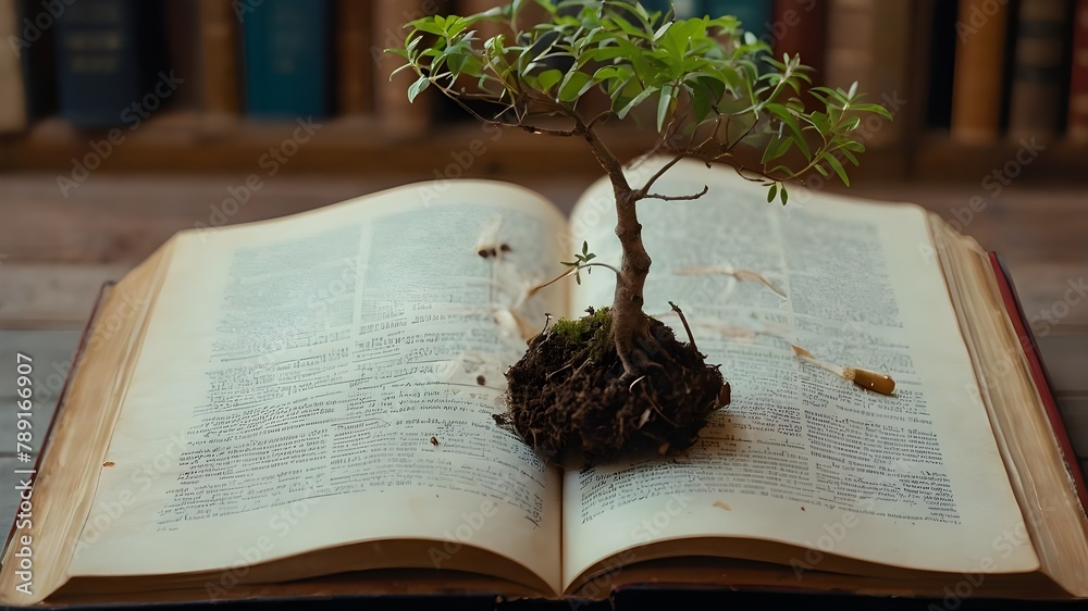 World philosophy day concept with tree of knowledge planting on opening ...