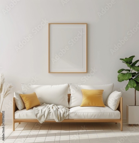 Living Room With Couch and Picture Frame