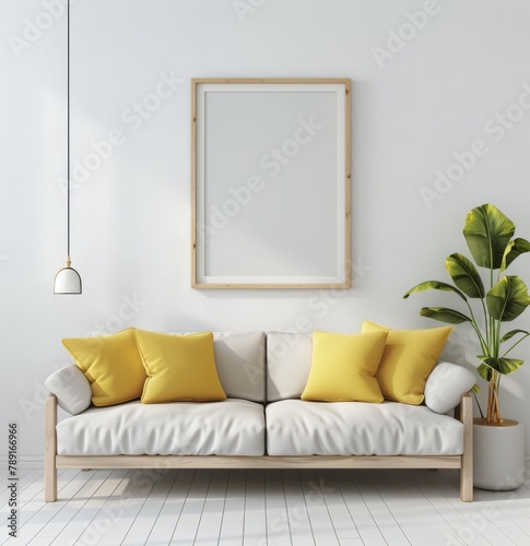 Living Room With Couch and Picture Frame