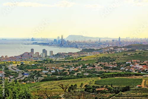 Sunset on the Maresme coast with views of Barcelona. Views from the Alella vineyards... photo
