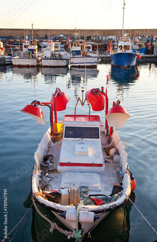 December 23, 2011Squid fishing boat in the port of Arenys de Mar, Barcelona, Catalonia, Spain.