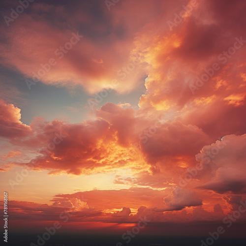 Glowing real sky at sunset texture background. AI-Generated Image