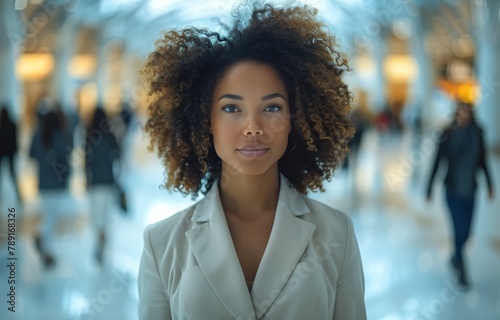 Woman With Red Hair and Blue Eyes Looking at Camera