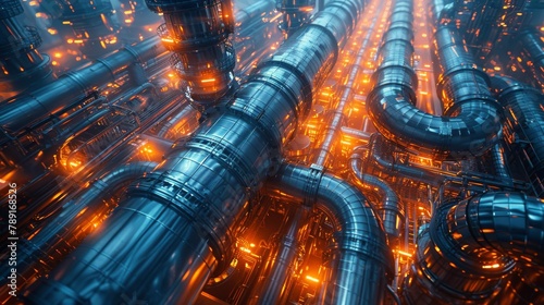 Futuristic City With Pipes and Lights
