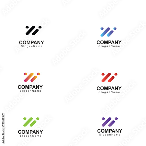 set of buisness logos in different styles and color in eps format