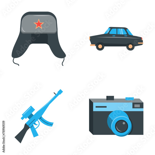 USSR symbols flat icon set