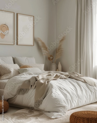 Bedroom With Large Bed, Blankets, and Pillows