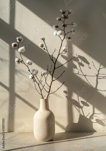 White Vase With White Flowers on Table