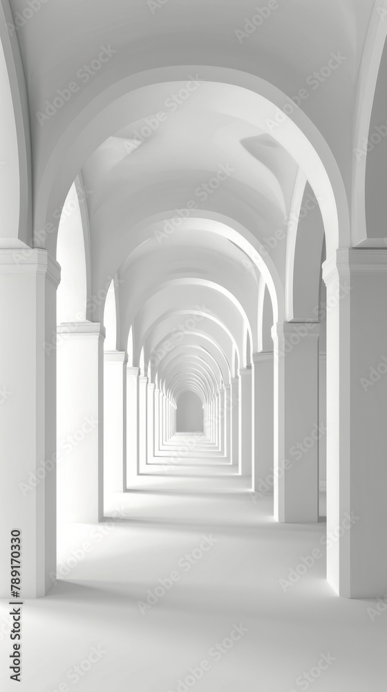 Long White Tunnel With Light at the End