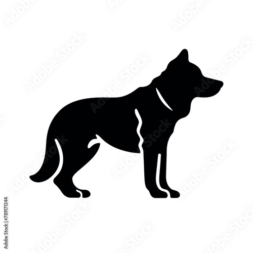 black dog snack outline clipart, simple land at icon, black and white, white background сreated with Generative Ai © Andrii Yablonskyi