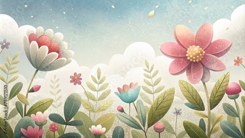 flowers background Cartoon, Children's Illustration © Sunisadonphimai