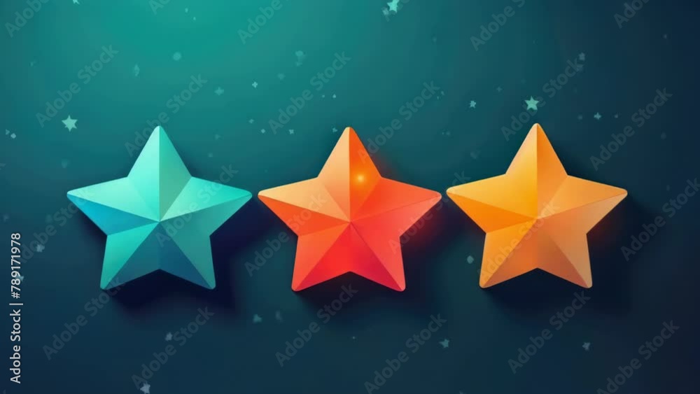 Three stars are shown in different colors, with one being blue, one being red Three stars are shown in different colors, with one being blue, one being red