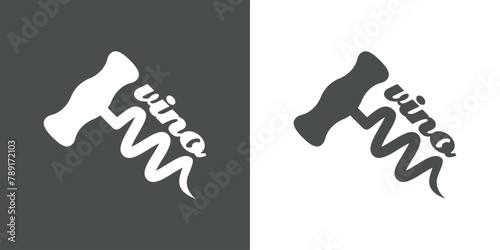 Logo club de vino. Silueta de sacacorchos con palabra vino en texto manuscrito en español