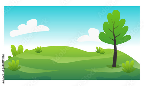 natural scenery background. Nature landscape vector illustration with cartoon style.