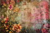 Vintage Floral Grunge Bohemian Tapestry Scrapbook Background. A rich, textural background for scrapbooking and design. .