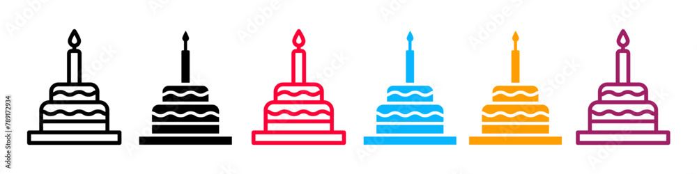 Festive Birthday Cake and Candle Icon for Celebratory Events Festive Birthday Cake and Candle Icon for Celebratory Events