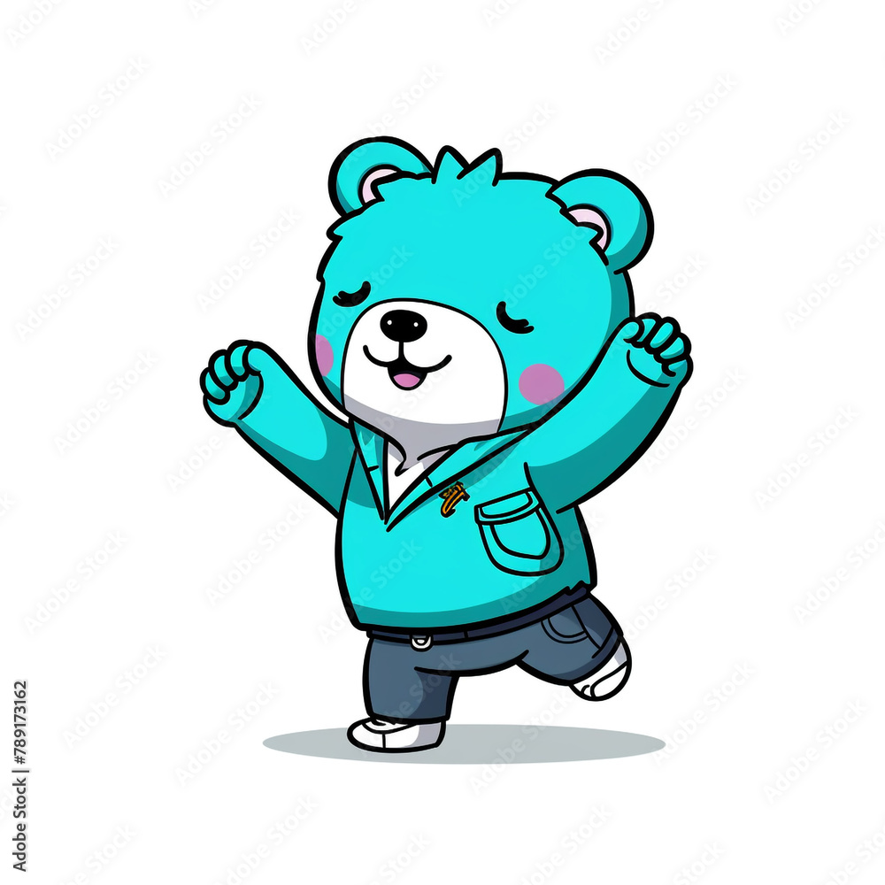 kawaii bear character animated sticker, in the style ofdark cyan and azure сreated with Generative Ai kawaii bear character animated sticker, in the style ofdark cyan and azure сreated with Generative Ai