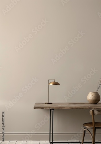 Wooden Desk With Lamp