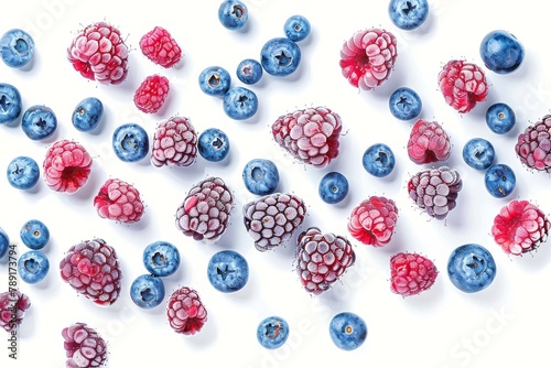 Fresh blue raspberries on white background