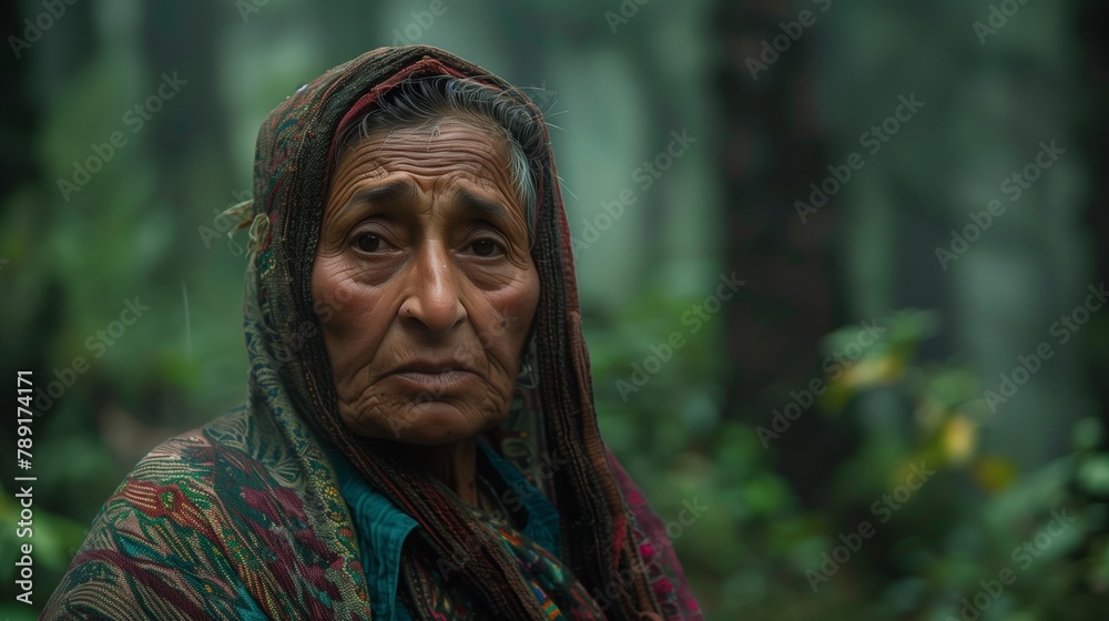 Elegant Elder, Beautifully Adorned Elderly Indian Woman in Colorful Attire Elegant Elder, Beautifully Adorned Elderly Indian Woman in Colorful Attire