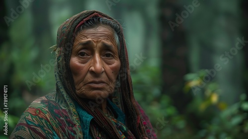 Elegant Elder, Beautifully Adorned Elderly Indian Woman in Colorful Attire