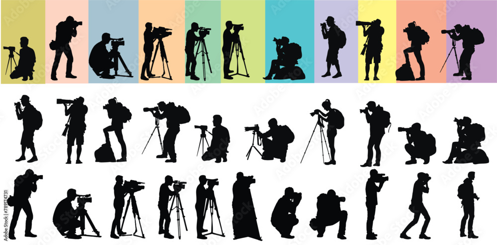 photographer silhouette set photographer silhouette set