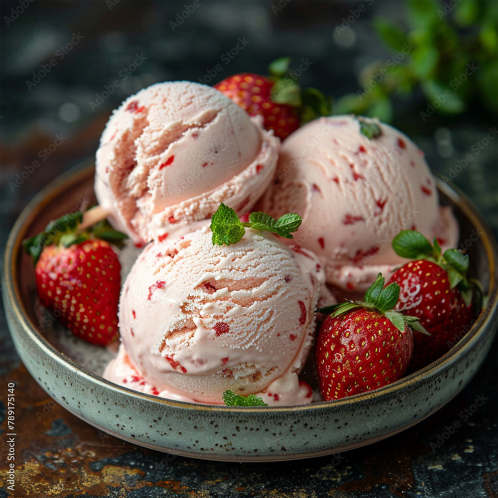 homemade strawberry ice cream on a stick made from fresh strawberries in a plate. Made with generative ai
homemade strawberry ice cream on a stick made from fresh strawberries in a plate. Made with generative ai
