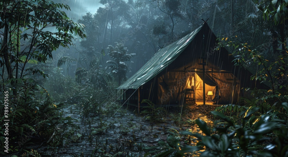 Small Cabin Surrounded by Forest Small Cabin Surrounded by Forest