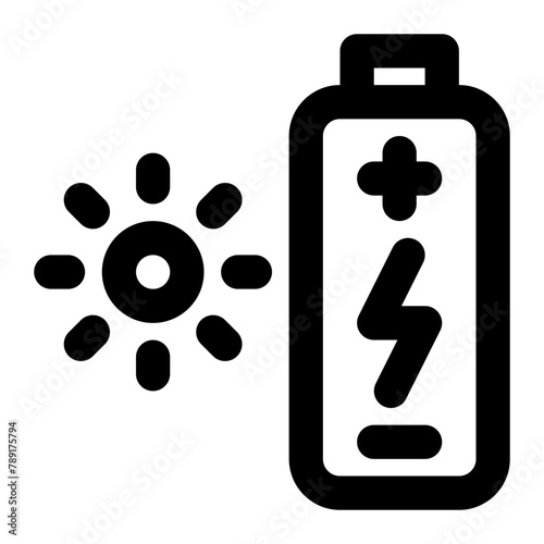 solar battery, solar energy, sustainable energy, renewable energy, sun, battery, lithium, rechargeable outline icon