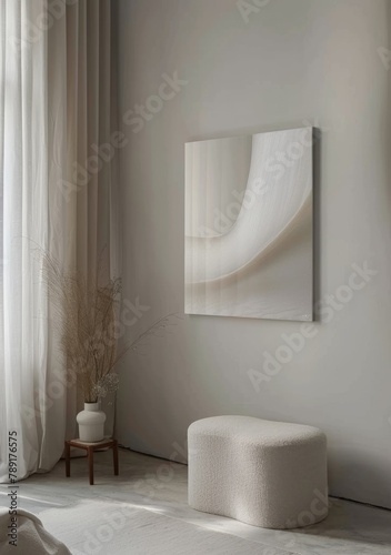 A Room With a Chair, Table, and Wall Hanging