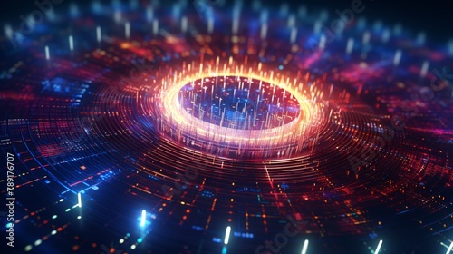 Dazzling array of illuminated fiber optics within a quantum computing network, symbolizing advanced global intelligence
