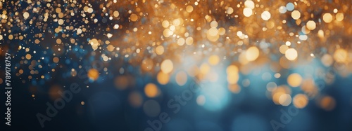 Holiday  christmas  new year  new year s eve background banner template - Abstract gold blue glitter bokeh lights texture  de-focused