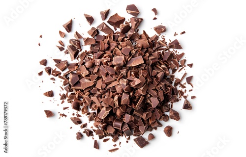 Pile of Chopped and Milled Chocolate Isolated on White Top