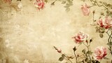 A faded, vintage-looking background with a row of pink flowers