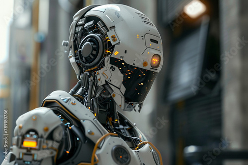 A 3D animotion render of a futuristic robot