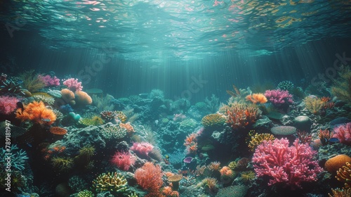 Stunning Underwater View of a Colorful Coral Reef © olegganko