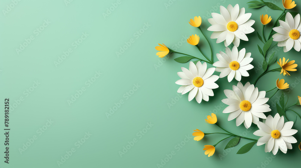 Artful composition of white and yellow flowers