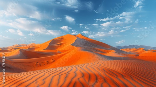 Desert Landscape With Sand Dunes and Mountains