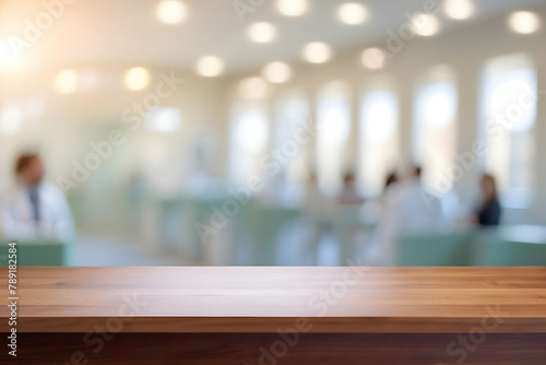 a sophisticated banner background with a soft focus, featuring a blurred medical clinic backdrop adorned with a gentle bokeh light effect, ideal for business concepts