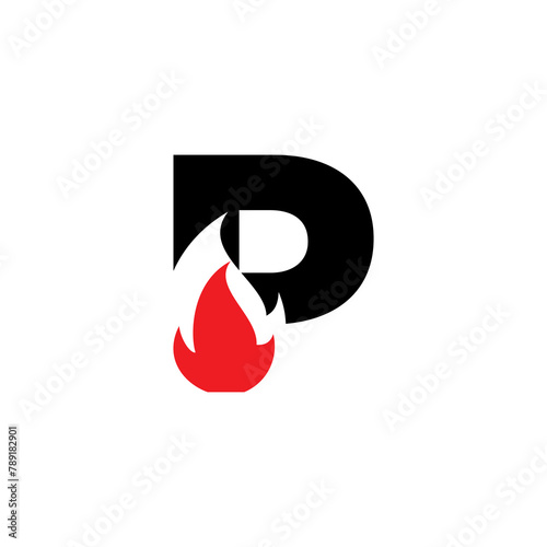Letter P with Flame Logo 001