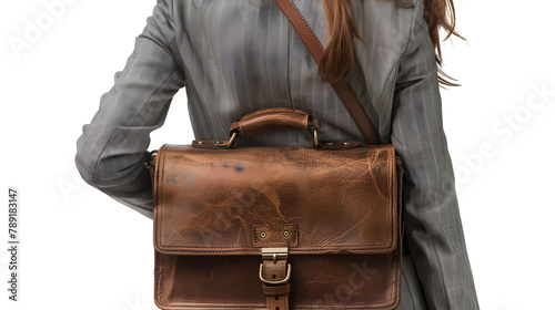 Back-shot of a female attorny isolated on transparent background, PNG, Ai photo